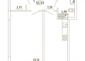 Продам 1-комнатную квартиру, 56 м2, деревня Бородки, Парковая улица, 1