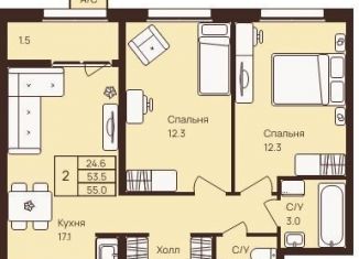 Продается 2-комнатная квартира, 55 м2, деревня Новое Девяткино, ЖК Девяткино