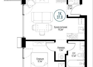 Однокомнатная квартира на продажу, 37 м2, Москва, Волгоградский проспект, 32/5, станция Угрешская