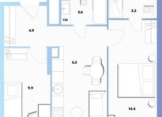 Продам 2-ком. квартиру, 50.3 м2, Москва, Окская улица, 7А, метро Окская