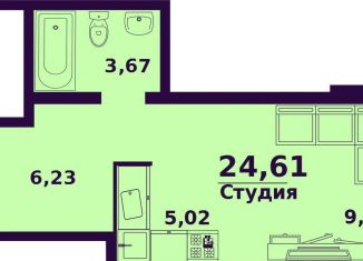 Продаю квартиру студию, 24.6 м2, Ульяновск, ЖК Сиреневый, жилой комплекс Сиреневый, 4
