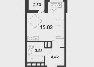 Квартира на продажу студия, 24.2 м2, посёлок Шушары, ЖК Чкалов