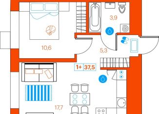 Продается однокомнатная квартира, 37.5 м2, Тюмень, улица Ветеранов Труда, 36