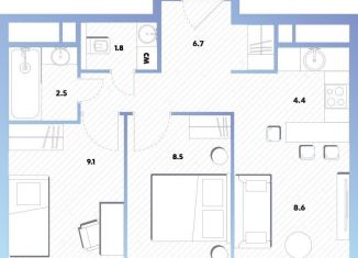 2-комнатная квартира на продажу, 41.6 м2, Москва, Окская улица, 7А, метро Окская