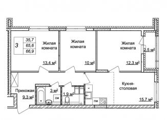 Продается 3-комнатная квартира, 66.9 м2, Нижний Новгород, ЖК Новая Кузнечиха, жилой комплекс Новая Кузнечиха, 8