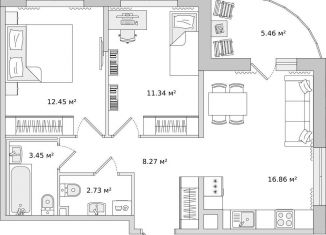 Продам 2-комнатную квартиру, 60.6 м2, Санкт-Петербург, метро Комендантский проспект