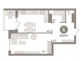 Продается однокомнатная квартира, 41.8 м2, Тюмень, улица Мельникайте, 2к13, ЖК Горизонт