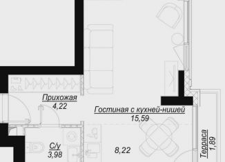 Квартира на продажу студия, 32.6 м2, Москва, 1-й Сетуньский проезд, вл6, ЖК Хайд