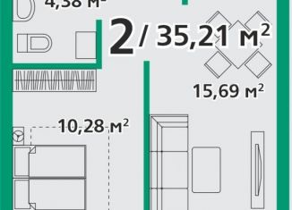 Продажа 2-ком. квартиры, 35.2 м2, посёлок городского типа Берёзовка