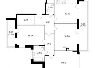 Продажа 3-комнатной квартиры, 102.4 м2, Москва, Восточная улица, 4Ак8, ЖК Ривер Скай