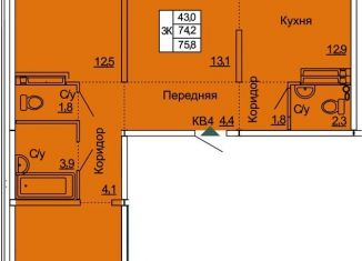 Продам 3-комнатную квартиру, 75.8 м2, посёлок Тельмана, ЖК Сибирь