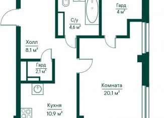 1-комнатная квартира на продажу, 50.7 м2, Самара, метро Российская