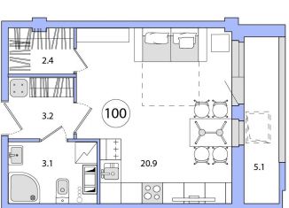 Продается 1-комнатная квартира, 34.7 м2, Санкт-Петербург, муниципальный округ Остров Декабристов, улица Одоевского, 17