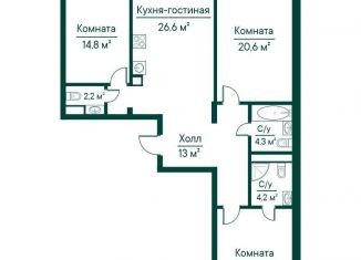 Продам 3-ком. квартиру, 103.1 м2, Самарская область