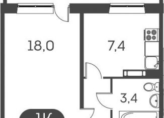 1-комнатная квартира на продажу, 35 м2, Новосибирск, Междуреченская улица, 5/1, ЖК Аквамарин