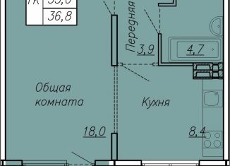 Продажа однокомнатной квартиры, 36.8 м2, посёлок Тельмана