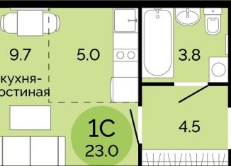 Продам квартиру студию, 23 м2, Пермь, Свердловский район, улица Яблочкова, 5к5