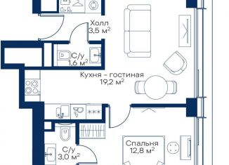 Продаю 1-комнатную квартиру, 40.1 м2, Москва, квартал Атлантик, Б1, метро Волоколамская