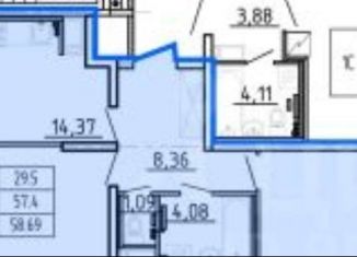 Сдаю в аренду 2-ком. квартиру, 58 м2, Мурино, Екатерининская улица, 3/4