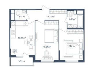 Продам 3-ком. квартиру, 57.9 м2, поселок Мещерино