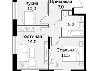 Продается двухкомнатная квартира, 48.9 м2, деревня Бородино, Малая Бородинская улица, 1к7