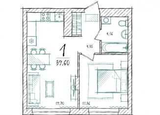 Продается 1-комнатная квартира, 39.6 м2, Тюменская область