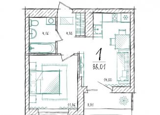 Продам 1-ком. квартиру, 38 м2, Тюмень, Калининский округ