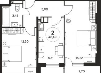 Продам двухкомнатную квартиру, 48 м2, Ростов-на-Дону, ЖК Гринсайд