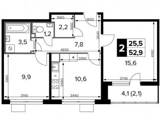 Продается 2-ком. квартира, 52.9 м2, Москва, станция Водники