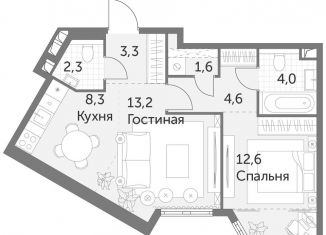 Продажа двухкомнатной квартиры, 49.9 м2, Москва, ЖК Архитектор