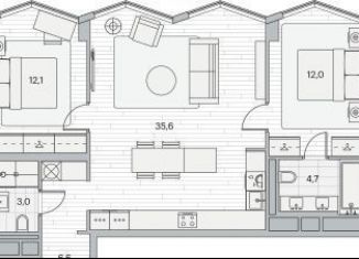 Продам 2-ком. квартиру, 76.1 м2, Москва, Береговой проезд, 3, ЖК Береговой