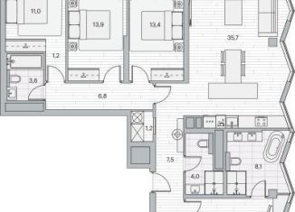 Продаю 4-комнатную квартиру, 124.7 м2, Москва, Береговой проезд, 3, ЖК Береговой