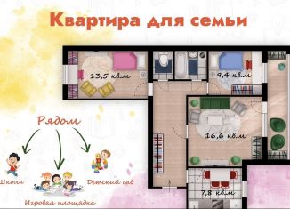 Продается трехкомнатная квартира, 62.5 м2, Воронежская область, улица Туполева, 2А