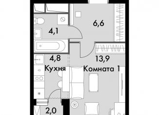 Продам квартиру студию, 30.4 м2, посёлок Развилка, ЖК Римский