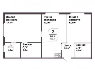 Продаю 2-комнатную квартиру, 70.4 м2, посёлок Терема
