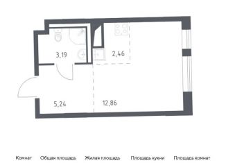 Квартира на продажу студия, 23.8 м2, деревня Лаголово, жилой комплекс Квартал Лаголово, 2