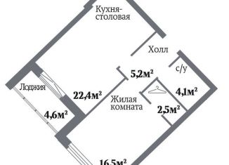 1-комнатная квартира на продажу, 50.7 м2, Челябинск, ЖК Ньютон, Комсомольский проспект, 141