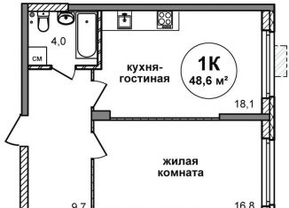 1-ком. квартира на продажу, 48.6 м2, Нижний Новгород, ЖК Подкова на Родионова, улица Родионова, 202/2