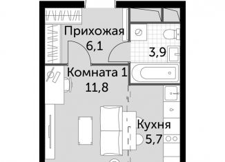 Квартира на продажу студия, 27.5 м2, посёлок Развилка, ЖК Римский