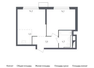 Двухкомнатная квартира на продажу, 43.1 м2, Красногорск, улица Ленина, 4