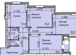 Продажа трехкомнатной квартиры, 76.4 м2, Новосибирск, Калининский район, улица Столетова