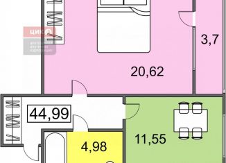 Продается однокомнатная квартира, 44.2 м2, Рязанская область, Славянский проспект, 8