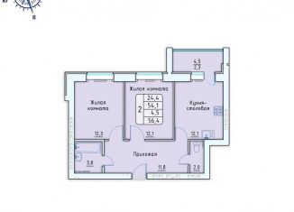 2-комнатная квартира на продажу, 56.4 м2, Орловская область, Лесная аллея, 4