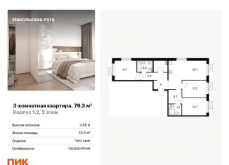 Трехкомнатная квартира на продажу, 79.3 м2, Москва, метро Бульвар Адмирала Ушакова