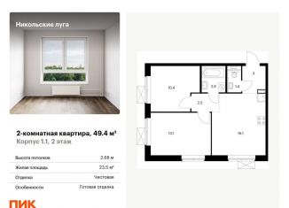 Продажа двухкомнатной квартиры, 49.4 м2, Москва, станция Щербинка