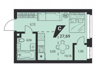 Продается квартира студия, 27.7 м2, Екатеринбург, Чкаловский район