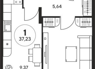 1-ком. квартира на продажу, 37 м2, Ростов-на-Дону, ЖК Гринсайд