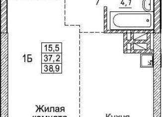Продажа однокомнатной квартиры, 37.2 м2, Новосибирск, Дзержинский район, улица Фрунзе, с1