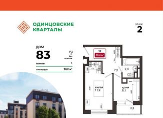Однокомнатная квартира на продажу, 30.4 м2, деревня Солманово, ЖК Одинцовские Кварталы
