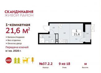 Продается квартира студия, 21.6 м2, поселение Сосенское, проспект Куприна